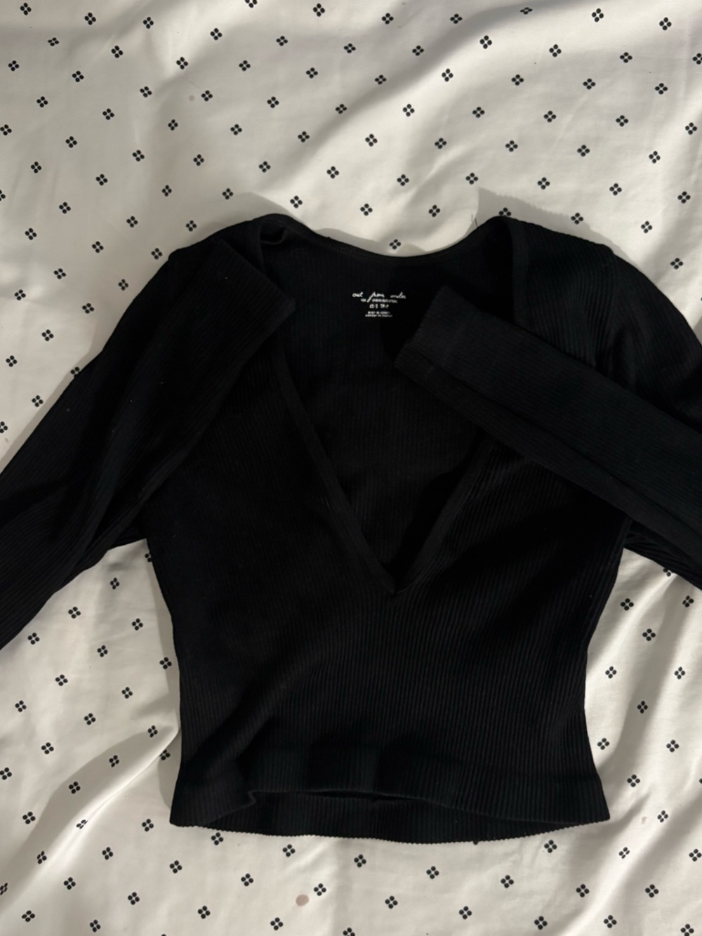 Urban Outfitters Black Ribbed V-Neck Crop Top
